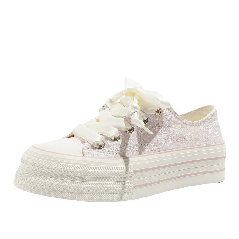 Damen Bequeme Plattform-Sneaker mit verspielten Schnürsenkeln und eleganter Oberfläche Drune