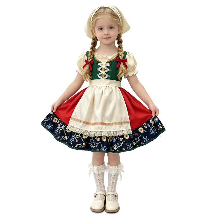 Damen nan traditionelles Kinderdirndl mit Schürze und kunstvoller Stickerei Drune