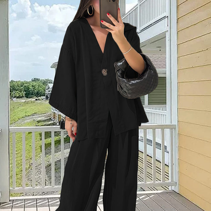 Damen Elegante Kimono-Jacke mit weiten Ärmeln und lockerer Passform Drune
