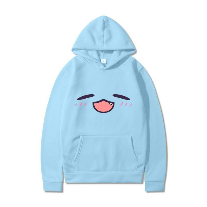 Damen Kapuzenpullover mit fröhlichem Cartoon-Gesicht und bequemer Passform Drune