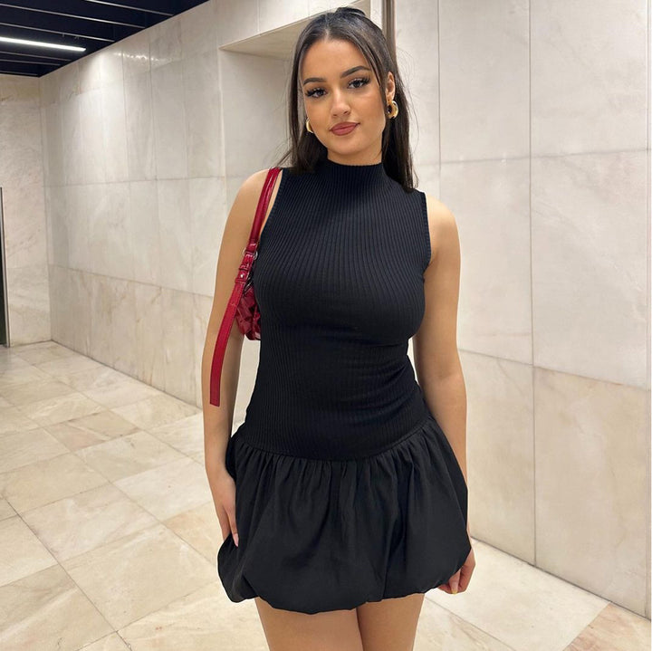 Damen Hochgeschlossenes Rüschenkleid Drune