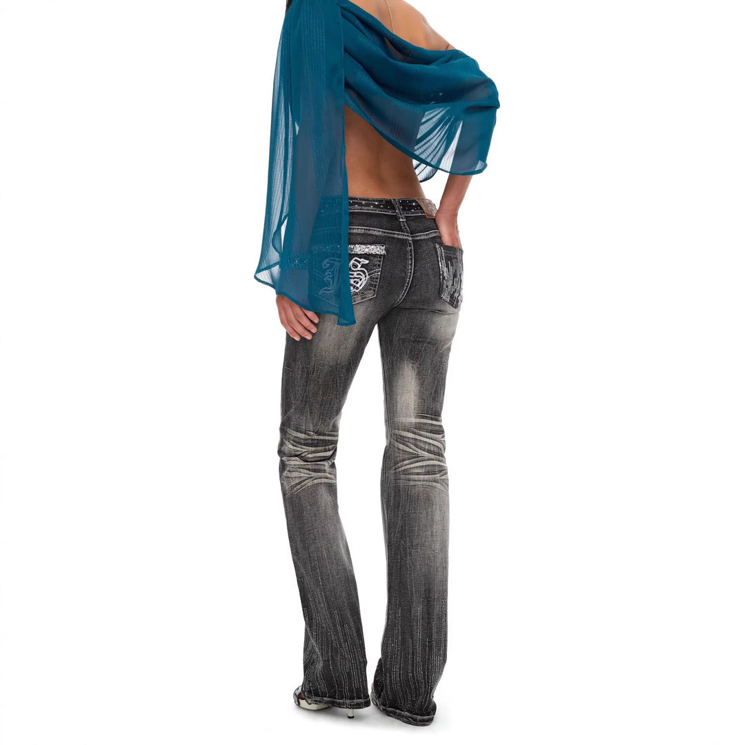 Damen Bootcut Jeans Drune