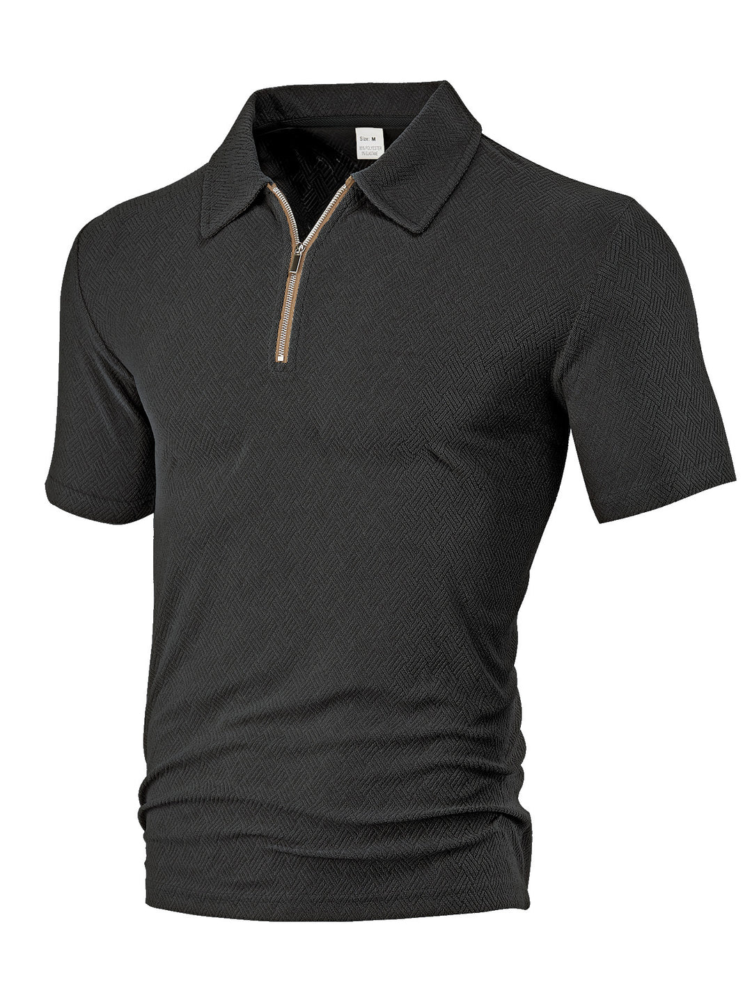 Herren nan schmal geschnittenes Halbzip-Polo mit feiner Fischgrät-Jacquardstruktur Drune