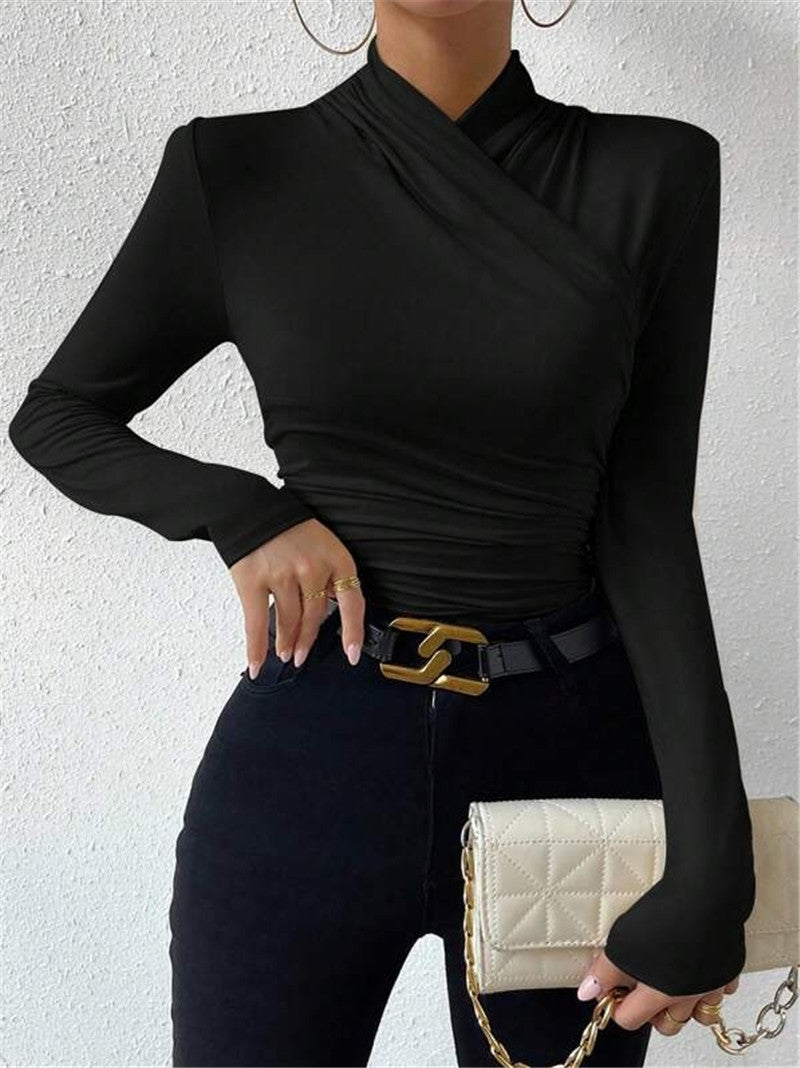 Damen Langarmshirt mit raffiniertem Wickeldesign Drune