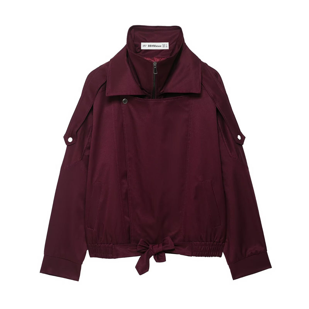 Damen modische Übergangsjacke mit seitlichem Reißverschluss und taillierbarem Kordelzug Drune