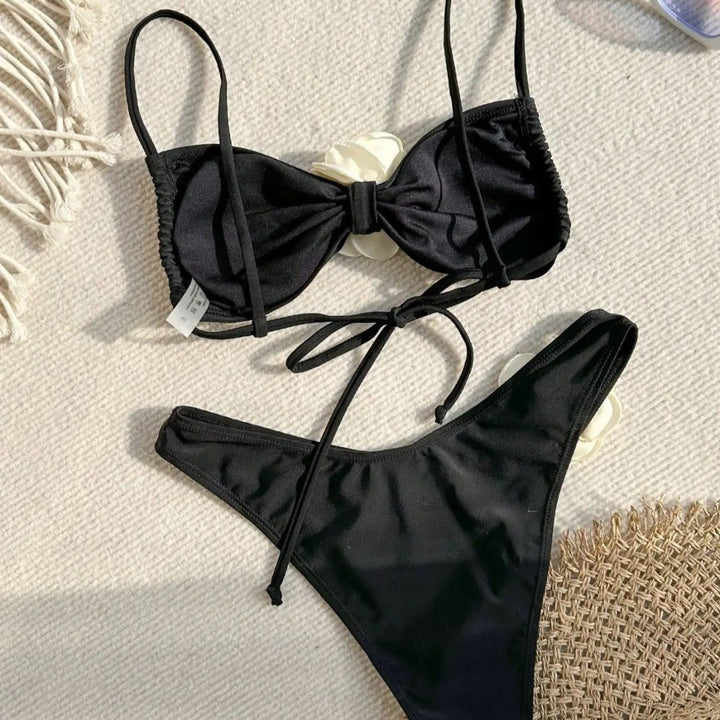 Damen Bandeau-Bikini mit floralen Akzenten Drune