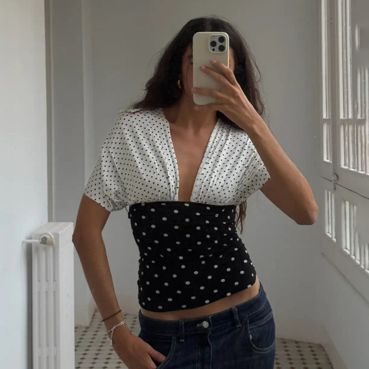 Damen Haltertop mit elegantem Wickeldesign und figurbetonter Passform Drune