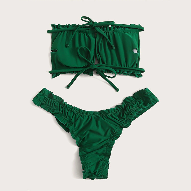 Damen Bandeau-Bikini mit gerafftem Design Drune