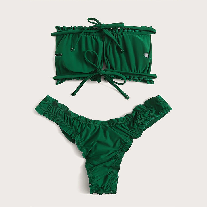Damen Bandeau-Bikini mit gerafftem Design Drune