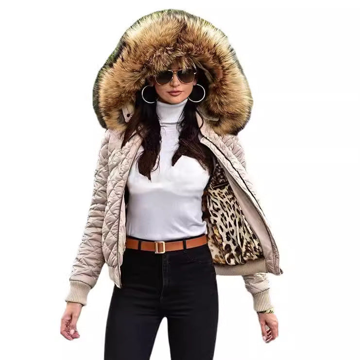 Damen Urbaner Steppjacke mit Weichem Kunstfellkragen Drune