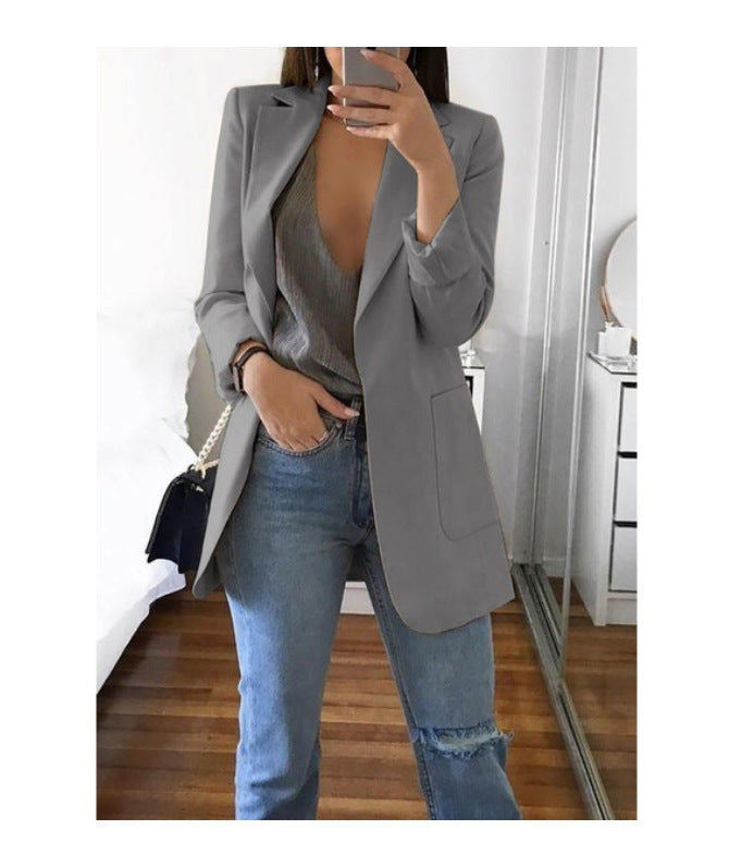 Damen eleganter Blazer mit tailliertem Schnitt und praktischen Taschen Drune