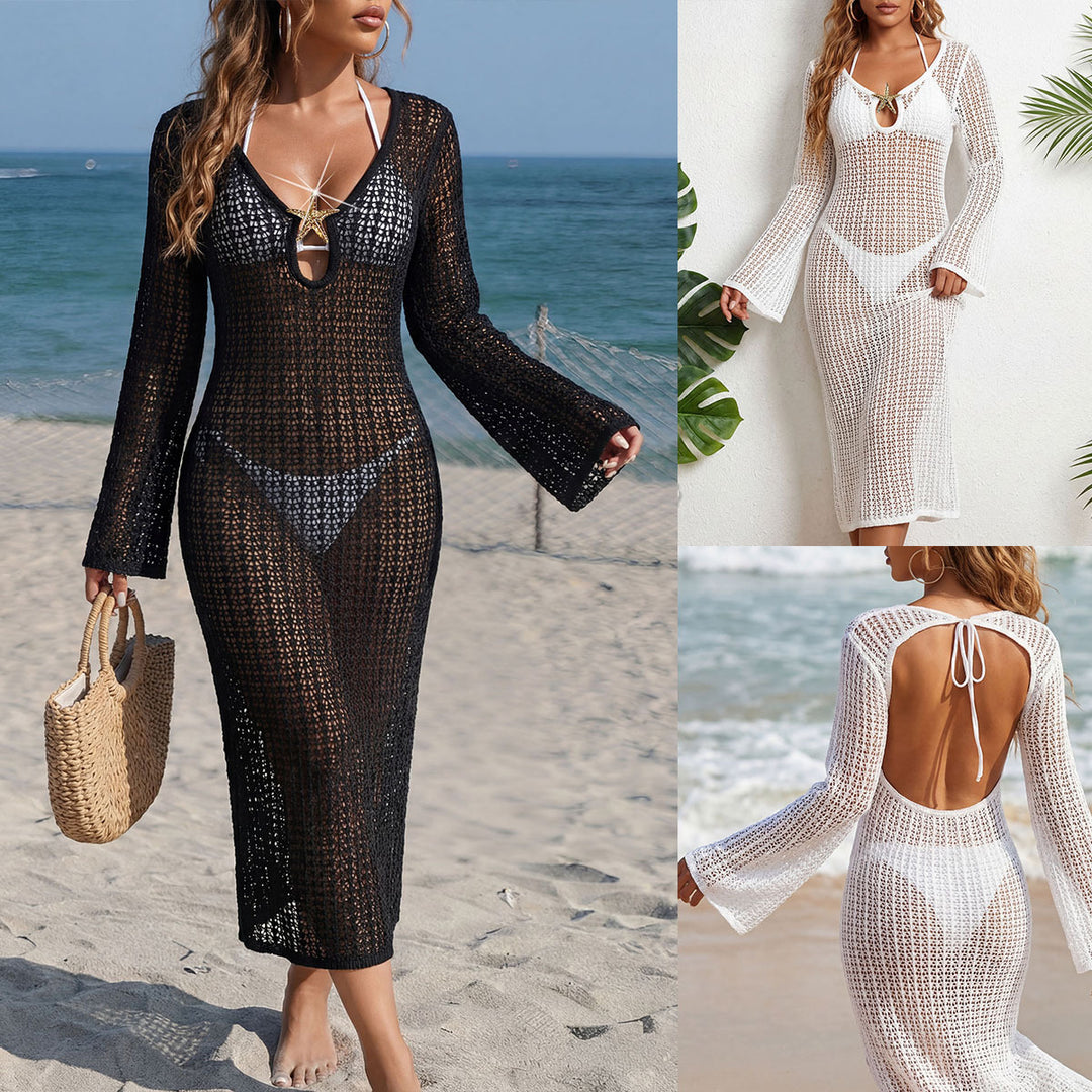 Damen eleganter Häkel-Strandüberwurf Drune