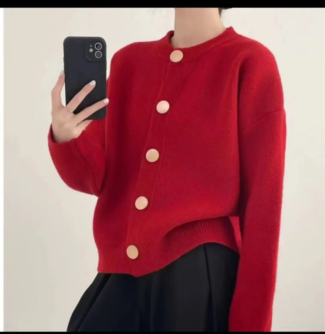 Damen Kuschelige Strickjacke mit großen Knöpfen und elegantem Design Drune