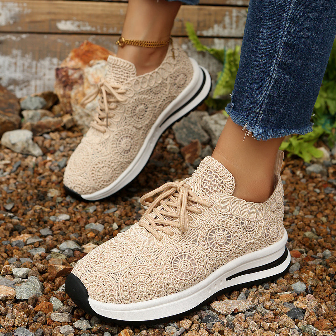 Damen  gestrickte Slip-On Plateau-Sneaker mit atmungsaktivem Obermaterial und gepolstertem Komfortfußbett Drune