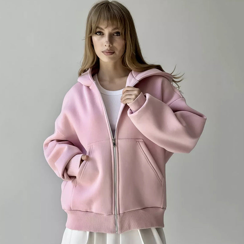 Damen Hoodie mit oversized Passform und durchgehendem Reißverschluss Drune