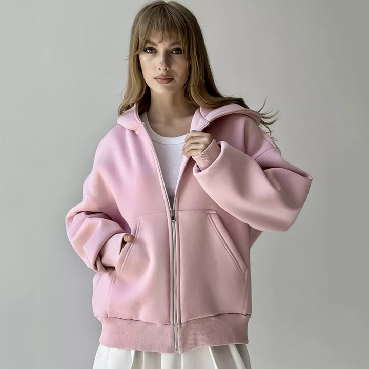 Damen Hoodie mit oversized Passform und durchgehendem Reißverschluss Drune