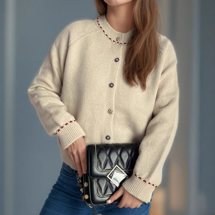 Damen Strickjacke mit dekorativen Knopfdetails und breiten Ärmeln Drune