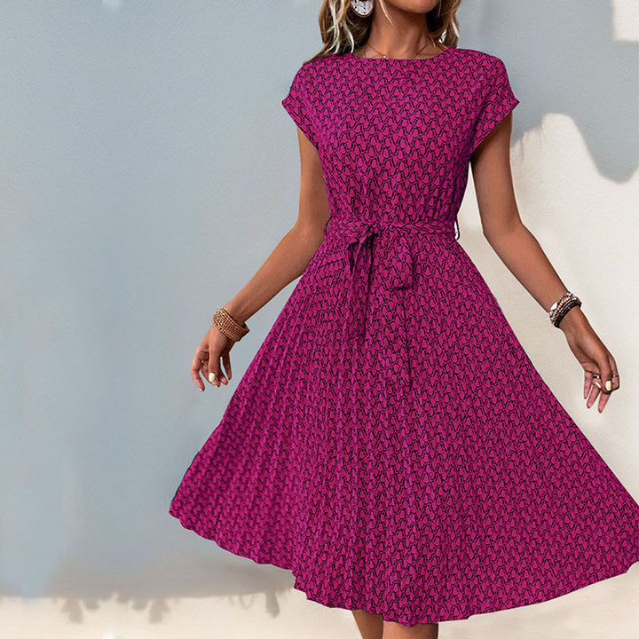 Damen Midikleid mit asymmetrischem Schnitt und modischem Bindegürtel Drune