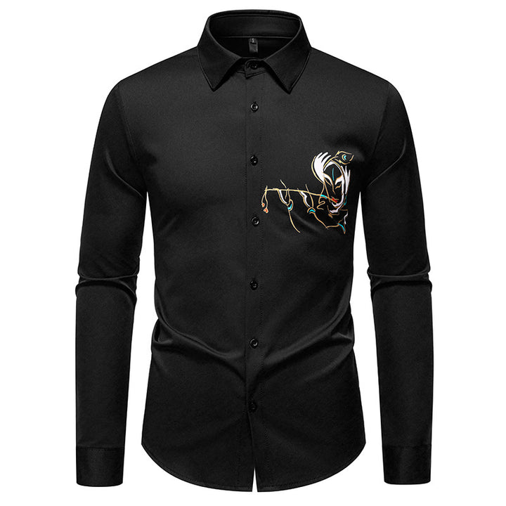 Herren Langarmhemden mit einzigartigem Stickdesign Drune