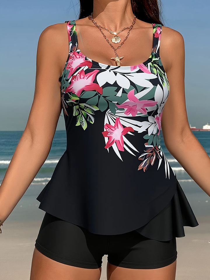 Damen Tankini-Set mit ausgestellt Oberteil und komfortablen Shorts Drune