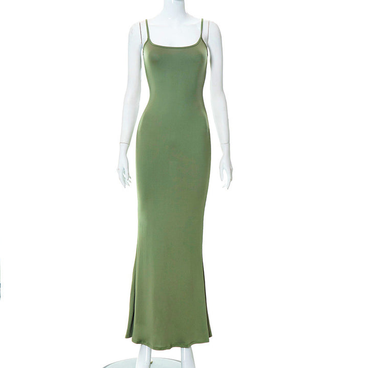 Damen Elegantes Maxikleid mit Spaghettiträgern und fließendem Schnitt Drune