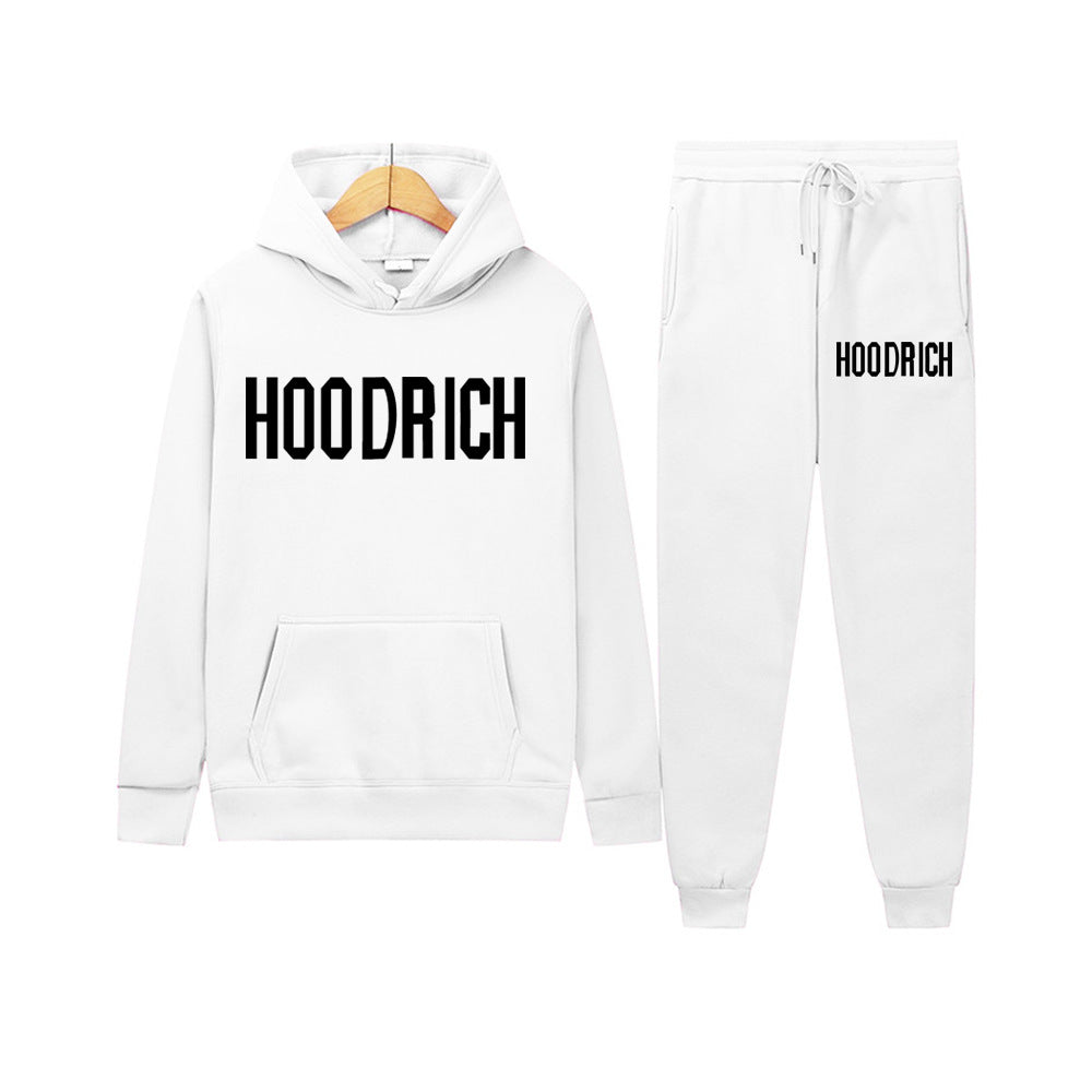 Damen Sportliches Hoodie- und Jogginghose-Set mit kontrastierendem Logo Drune