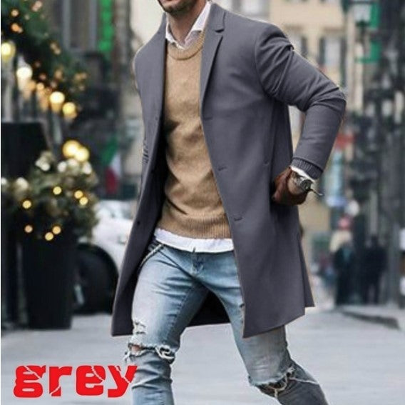 Herren eleganter und lässiger Langmantel aus hochwertigem Material Drune