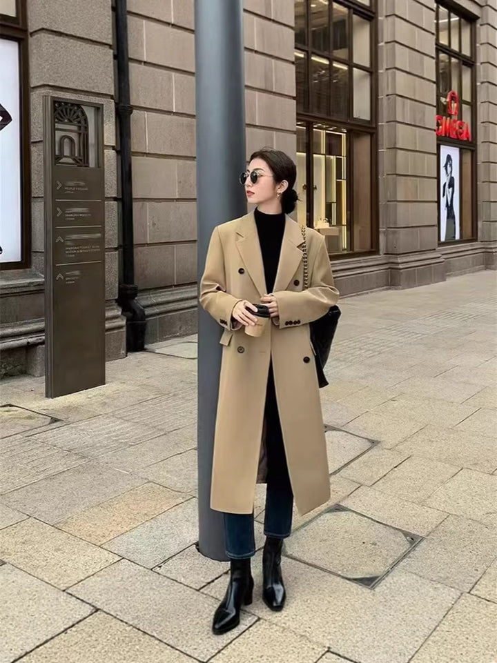 Damen Elegante Wollmantel mit Oversized-Schnitt und schickem Revers Drune