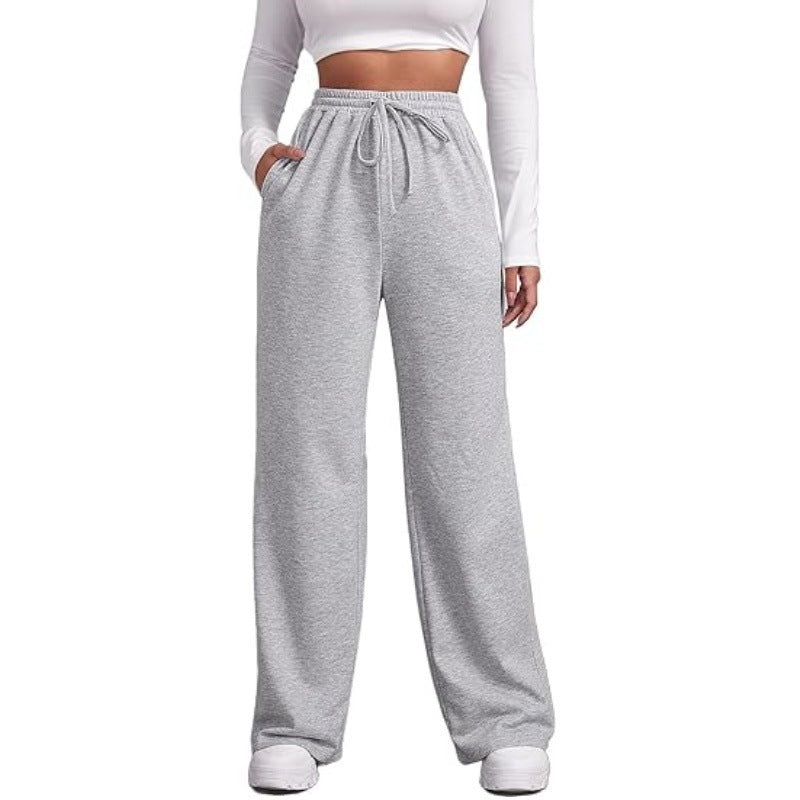 Damen nan fließende Relax-Palazzohose mit hohem Komfortbund, Kordelzug und seitlichen Einschubtaschen Drune