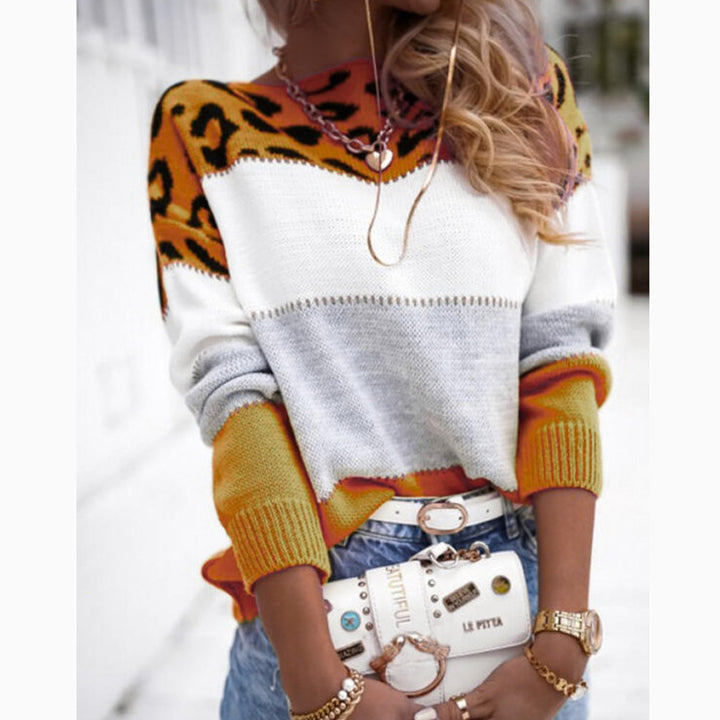 Damen modischer Pullover mit grafischem Tiermuster und strukturiertem Design Drune