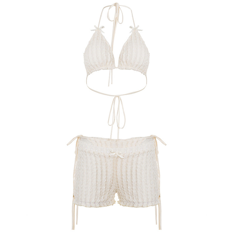 Damen Badeanzug Set mit Spitzen-Details und verstellbaren Trägern Drune