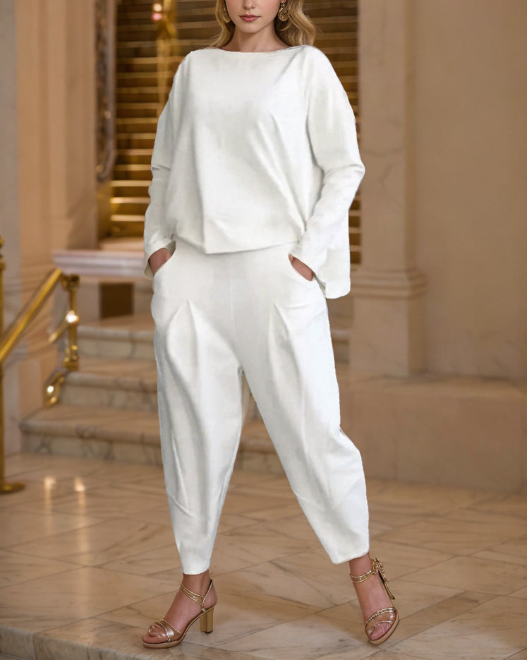 Damen Elegantes Set mit lässigem Oberteil und bequemen Hosen Drune