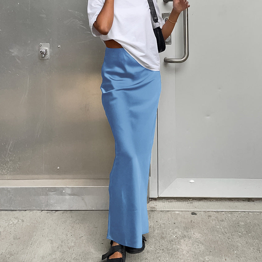 Damen Maxirock mit fließendem Satin-Finish und seitlichem Schlitz Drune