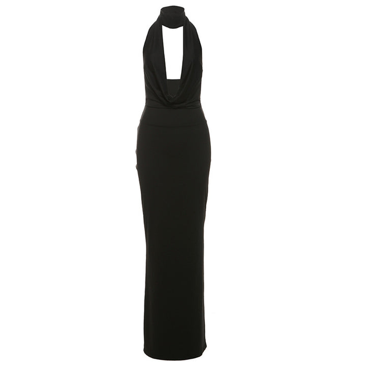 Damen Elegantes Maxikleid mit tiefem V-Ausschnitt und seitlichen Cut-Outs Drune