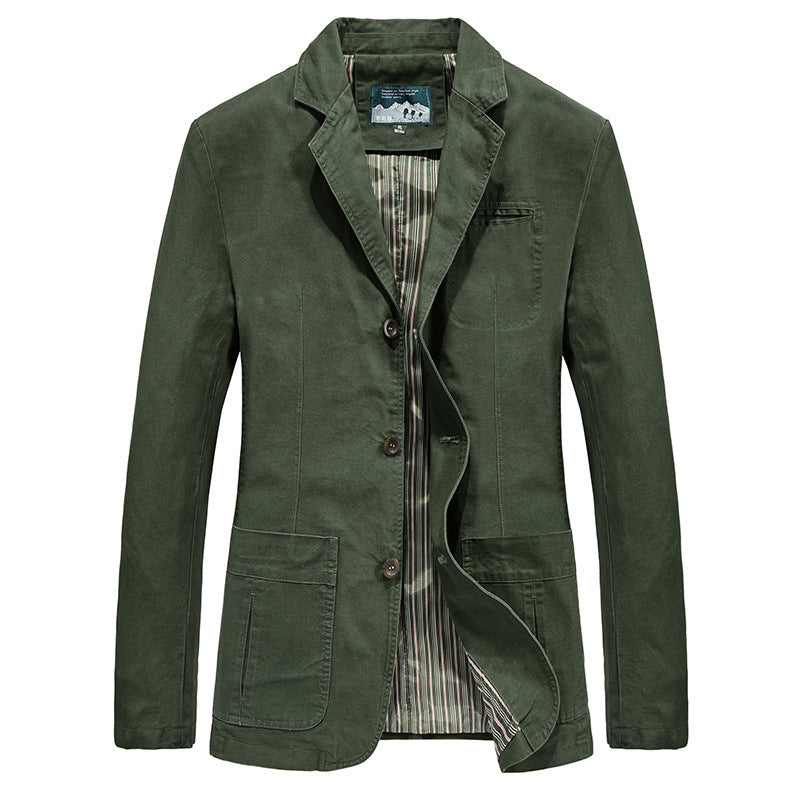 Herren nan legeres Baumwoll-Twill Sakko mit aufgesetzten Taschen und gestreiftem Innenfutter Drune