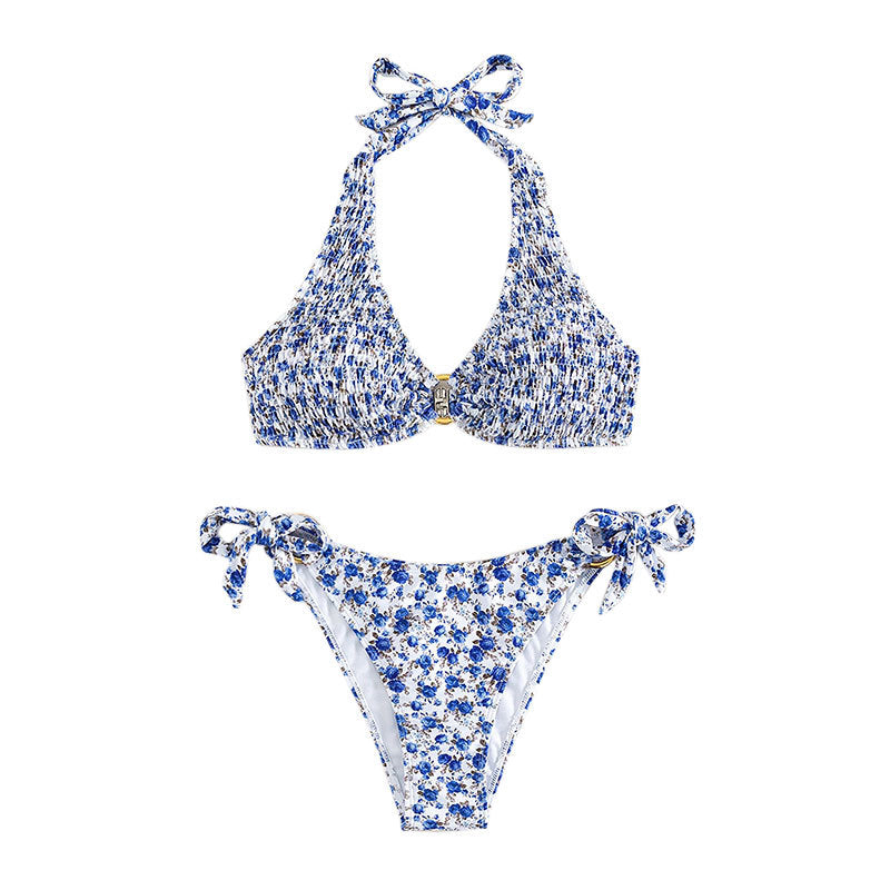 Damen Triangel-Bikini mit verspielten Rüschendetails und elegantem Knotendesign Drune
