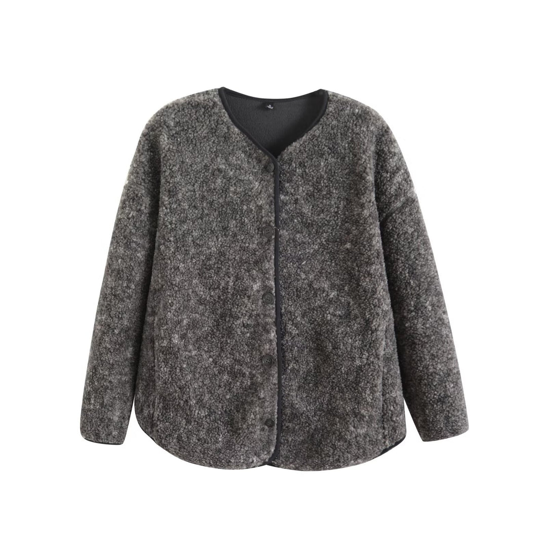 Damen weiche und gemütliche Kuscheljacke mit Knopfleiste Drune