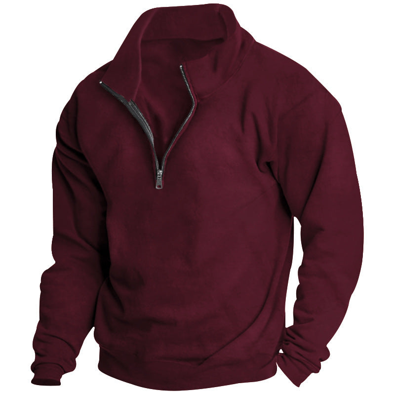 Unisex nan Oversize Sweatshirt mit halbem Reißverschluss und hohem Stehkragen Drune
