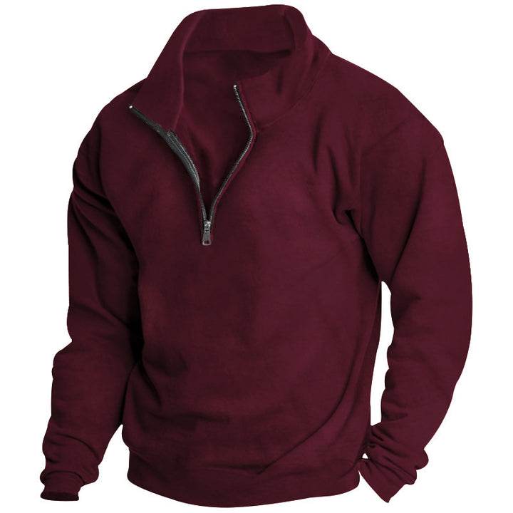 Unisex nan Oversize Sweatshirt mit halbem Reißverschluss und hohem Stehkragen Drune