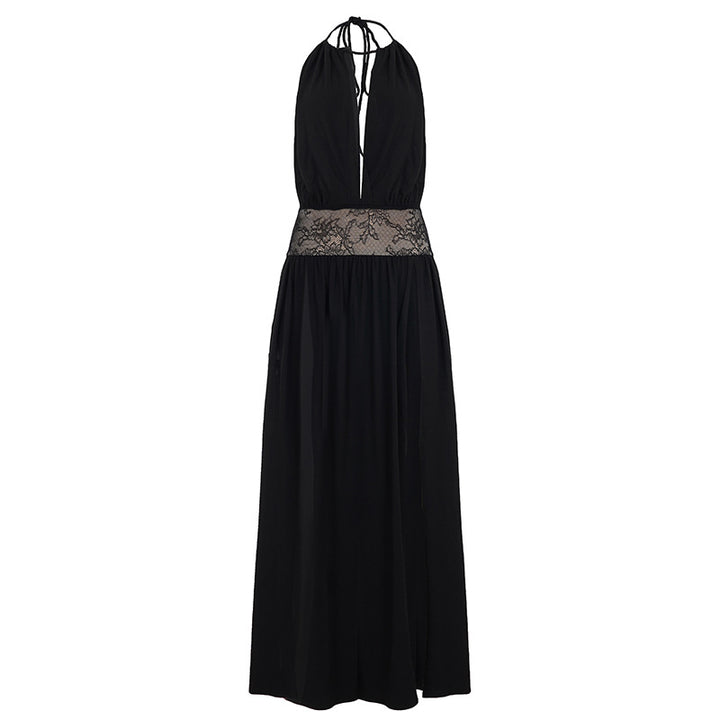 Damen Elegantes Maxikleid mit Spitzenakzenten Drune