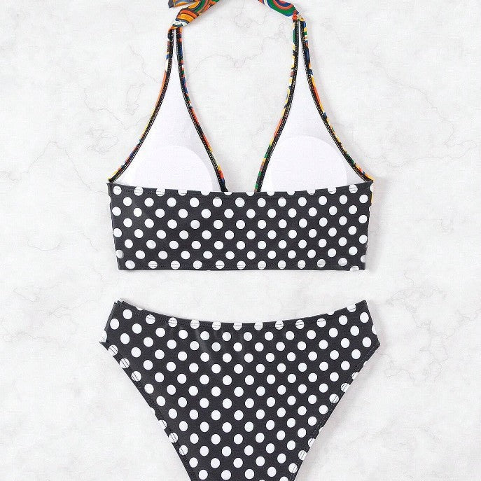 Damen Triangel-Bikini mit modischem grafischem Muster Drune