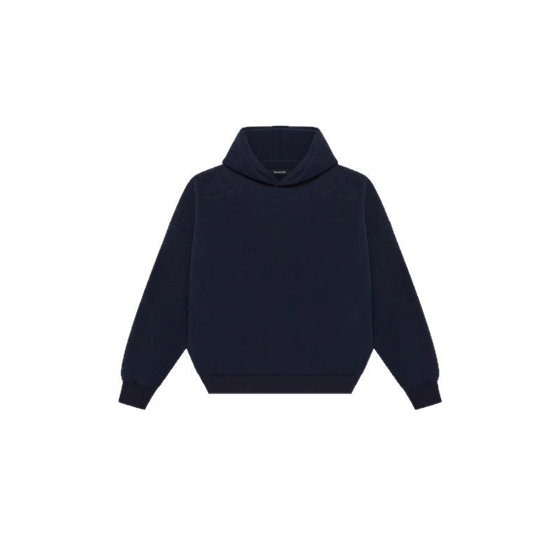 Unisex minimalistischer Kapuzenpullover ohne Kängurutasche mit überschnittener Schulter und geripptem Saum Drune
