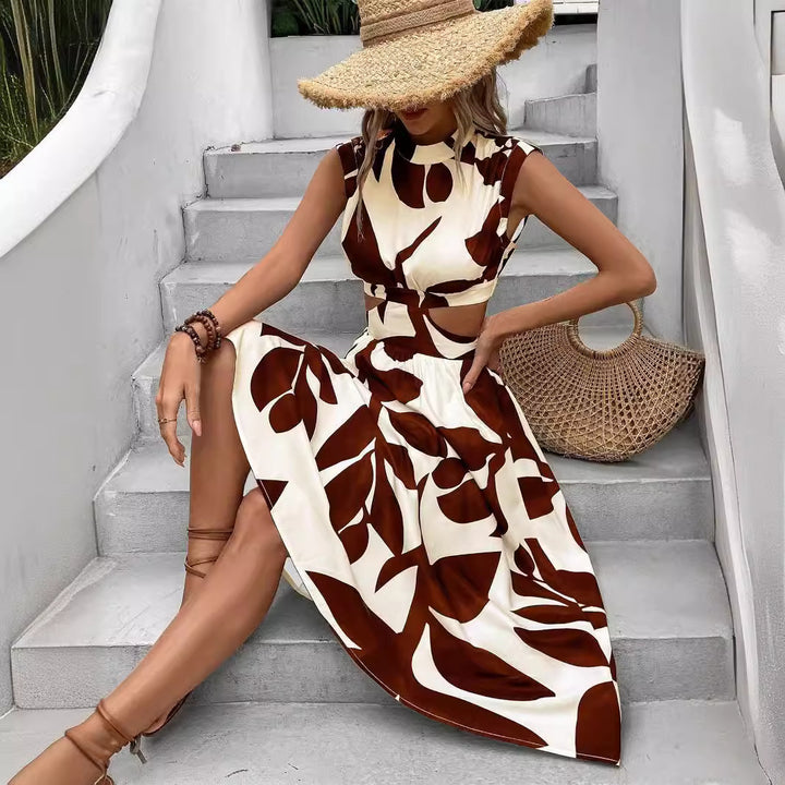 Damen Asymmetrisches Kleid mit Cut-Out-Details und floralem Design Drune