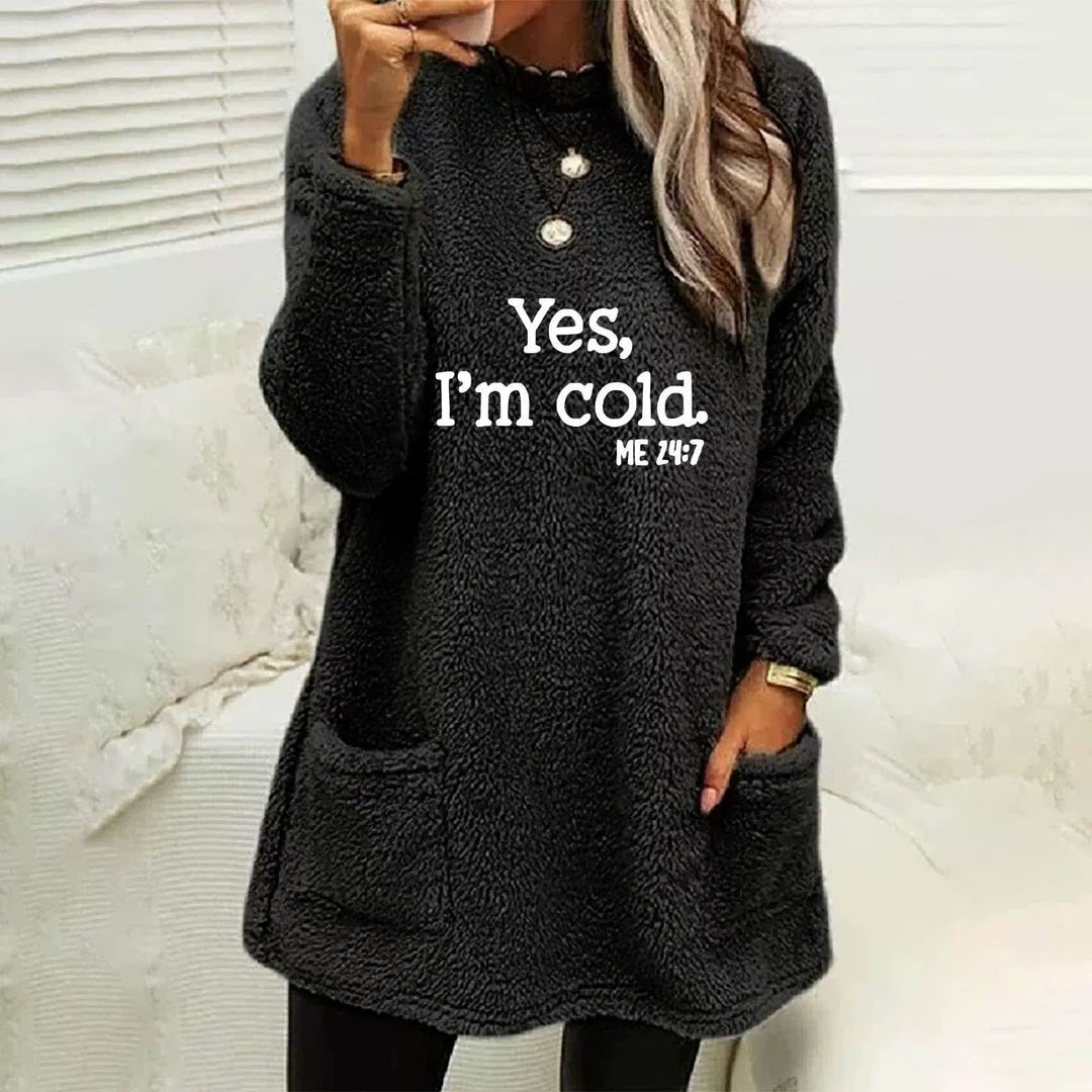 Drune | Übergröße Sweatshirt Doppelseitiges Fleece Buchstabenprint Seitentaschen Langarm
