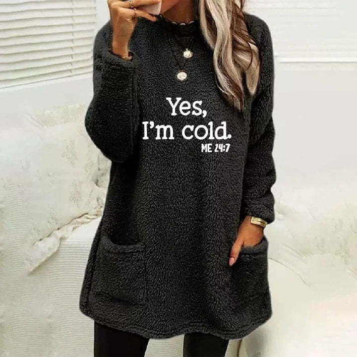 Drune | Übergröße Sweatshirt Doppelseitiges Fleece Buchstabenprint Seitentaschen Langarm