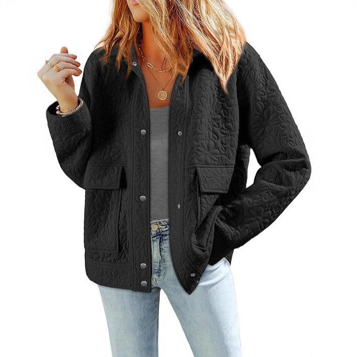Damen Steppjacke mit praktischen aufgesetzten Taschen und floralem Muster Drune