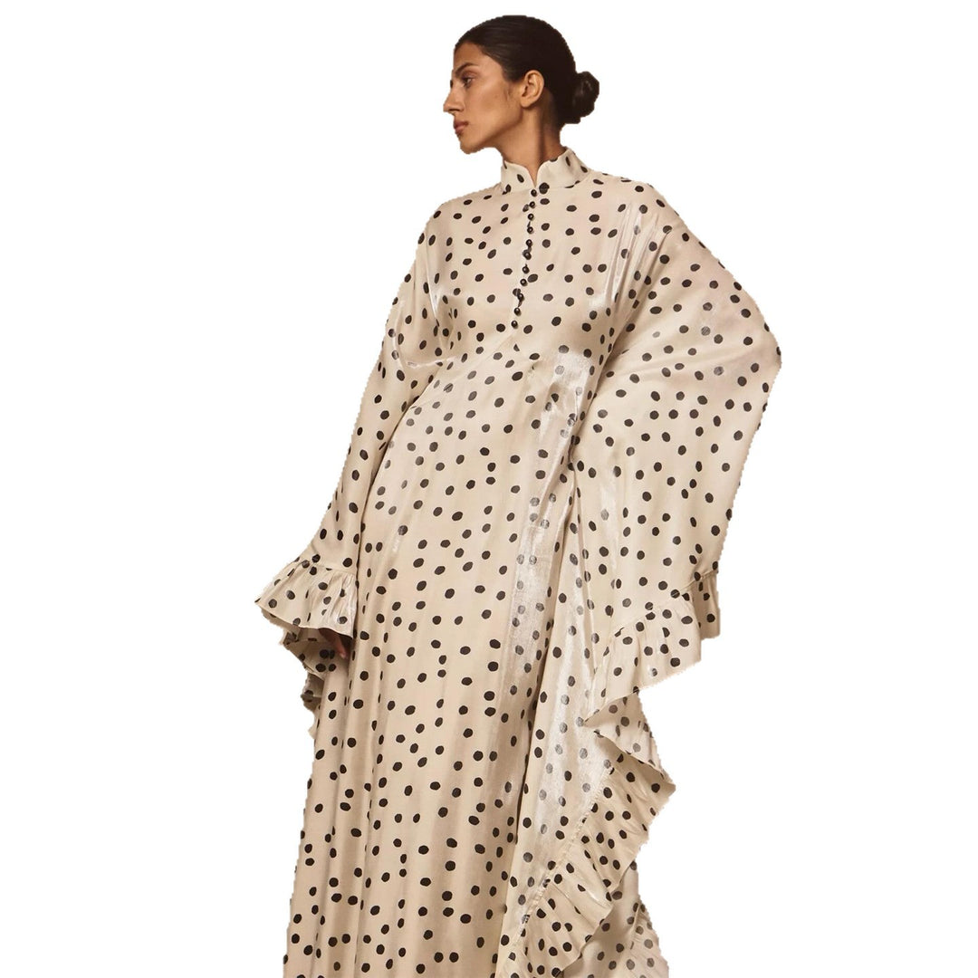 Damen Maxikleid mit auffälligen Punkten und trendigem Rüschen-Design Drune