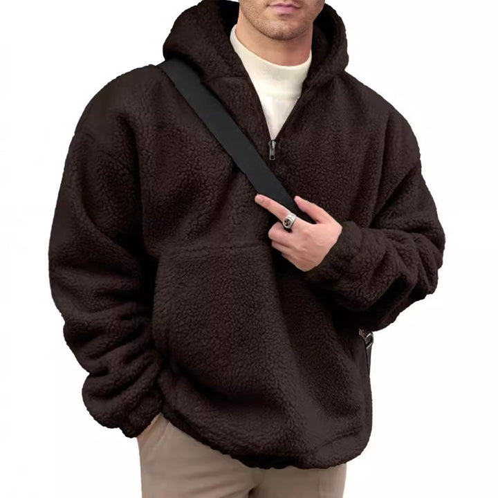 Herren kuscheliger Fleece-Pullover mit halbem Reißverschluss Drune
