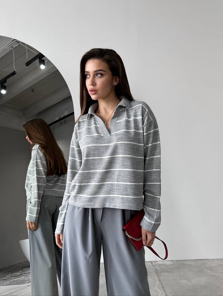Damen lässiger Pullover im Streifen-Design Drune