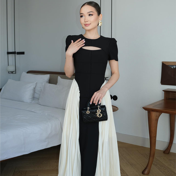 Damen Maxi-Kleid mit einzigartigem Cut-Out und drapiertem Rock Drune